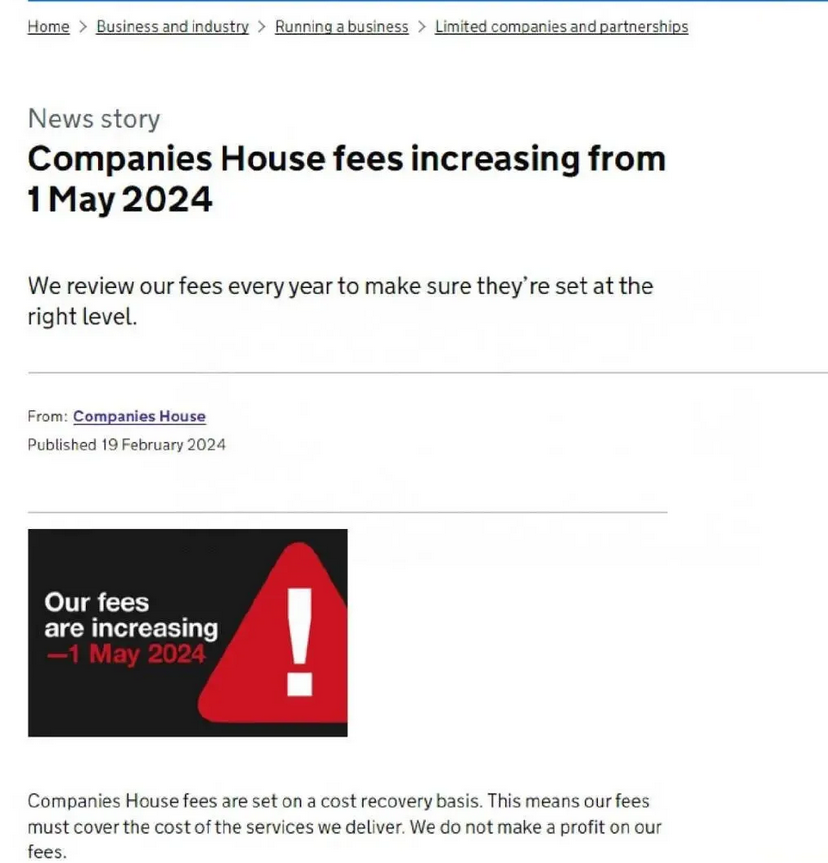 英國(guó)公司官費(fèi)上漲